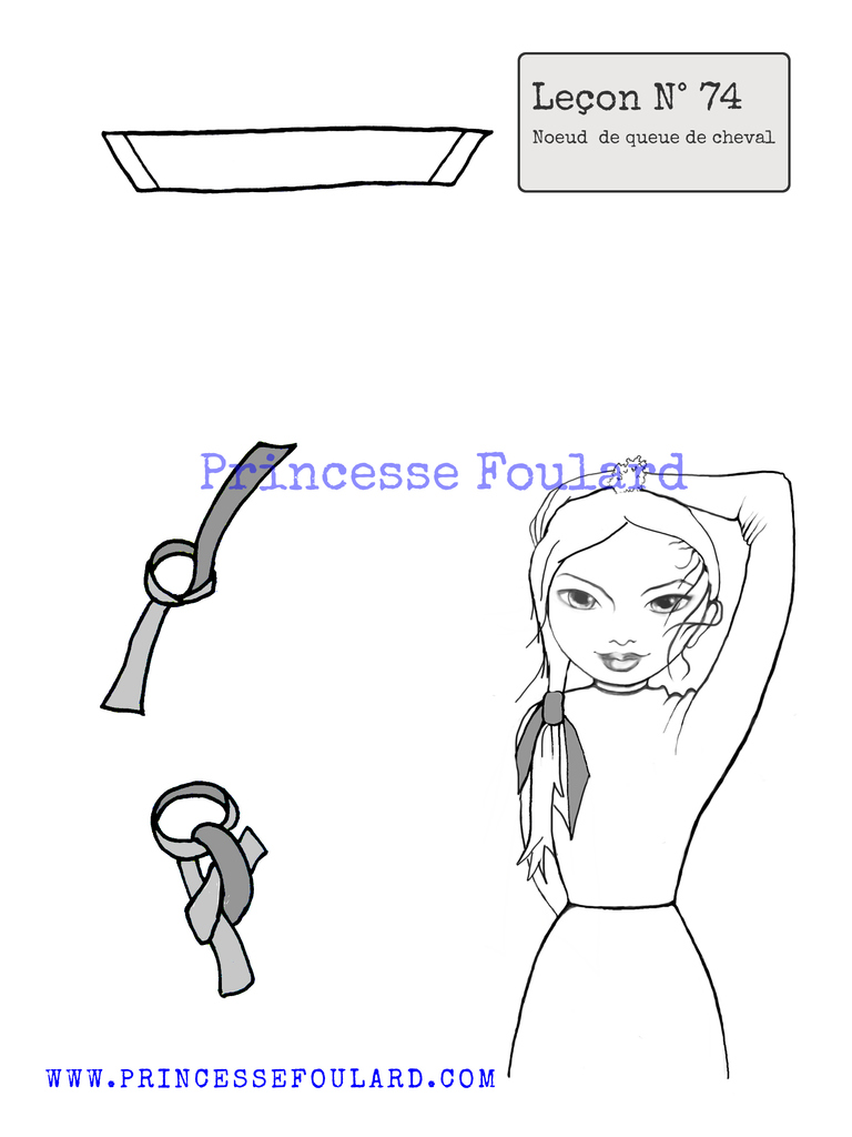 Tuto nouer le foulard à une queue de cheval https://www.princessefoulard.com
