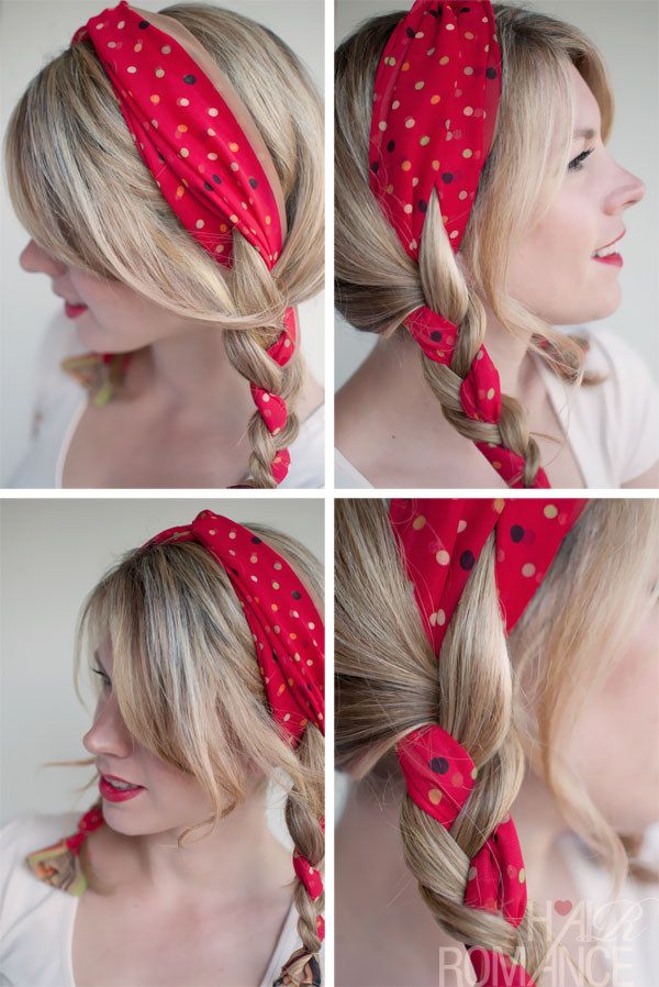 foulard dans double tresse cheveux