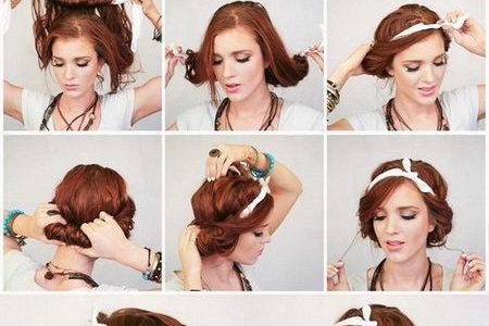 coiffure foulard en couronne cheveux